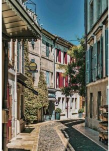 Ruelle typique de Saint-Rémy-de-Provence avec pierres et plantes
